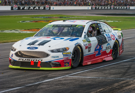 Kevin Harvick’s car on pit road at Texas Motor Speedway before he went back out to do a burnout. Photo credit: Brian Jones